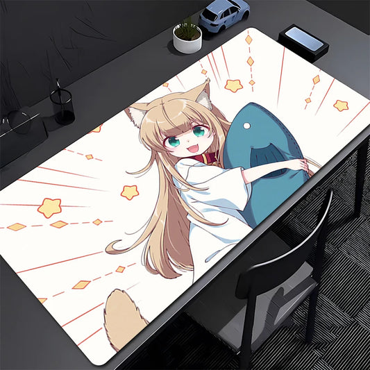 Kawaii Anime Cat Girl Desk Mouse Pad