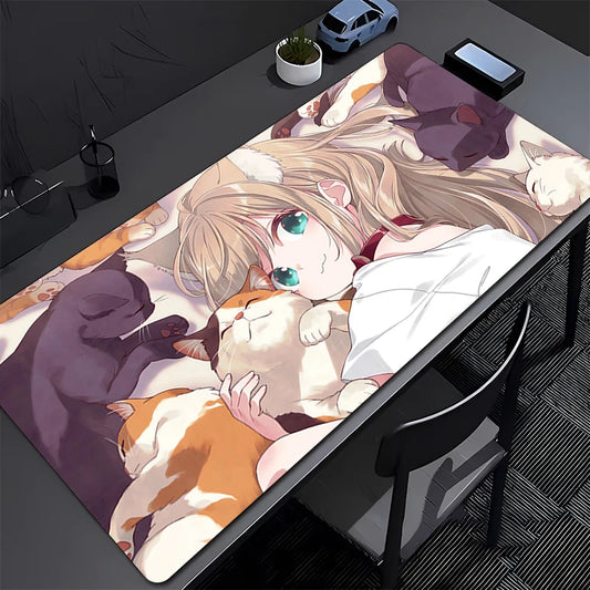 Kawaii Anime Cat Girl Desk Mouse Pad